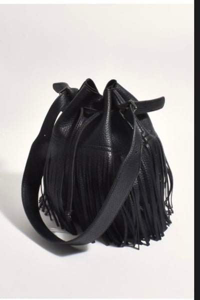 Lenni Tassel Faux Bag in Black