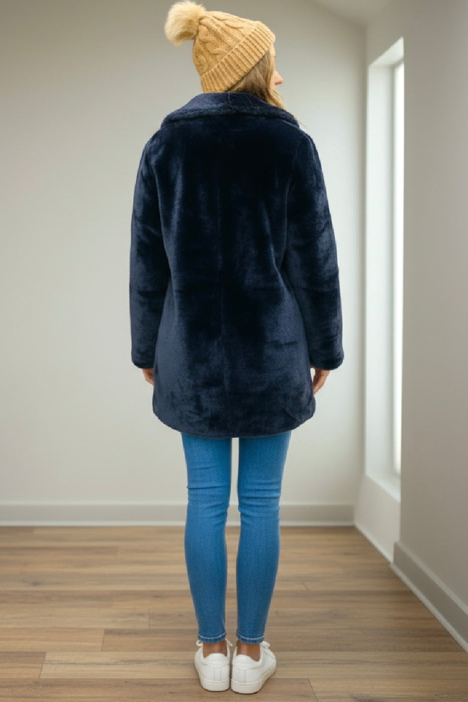 Bianca Faux Fur Jacket in Midnight Blue