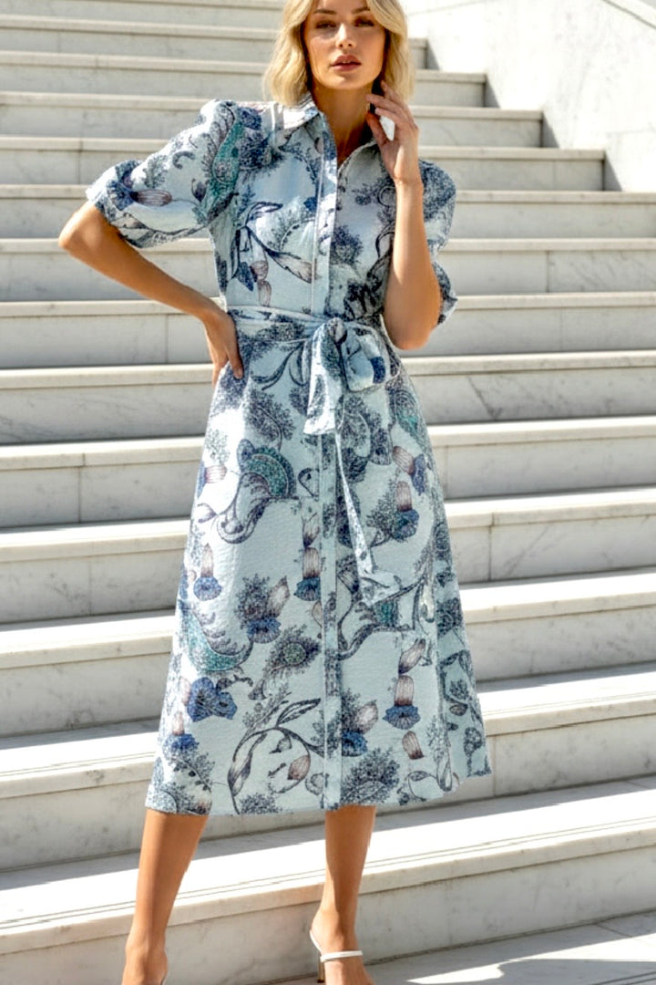 Leah Light Blue Paisley Dress
