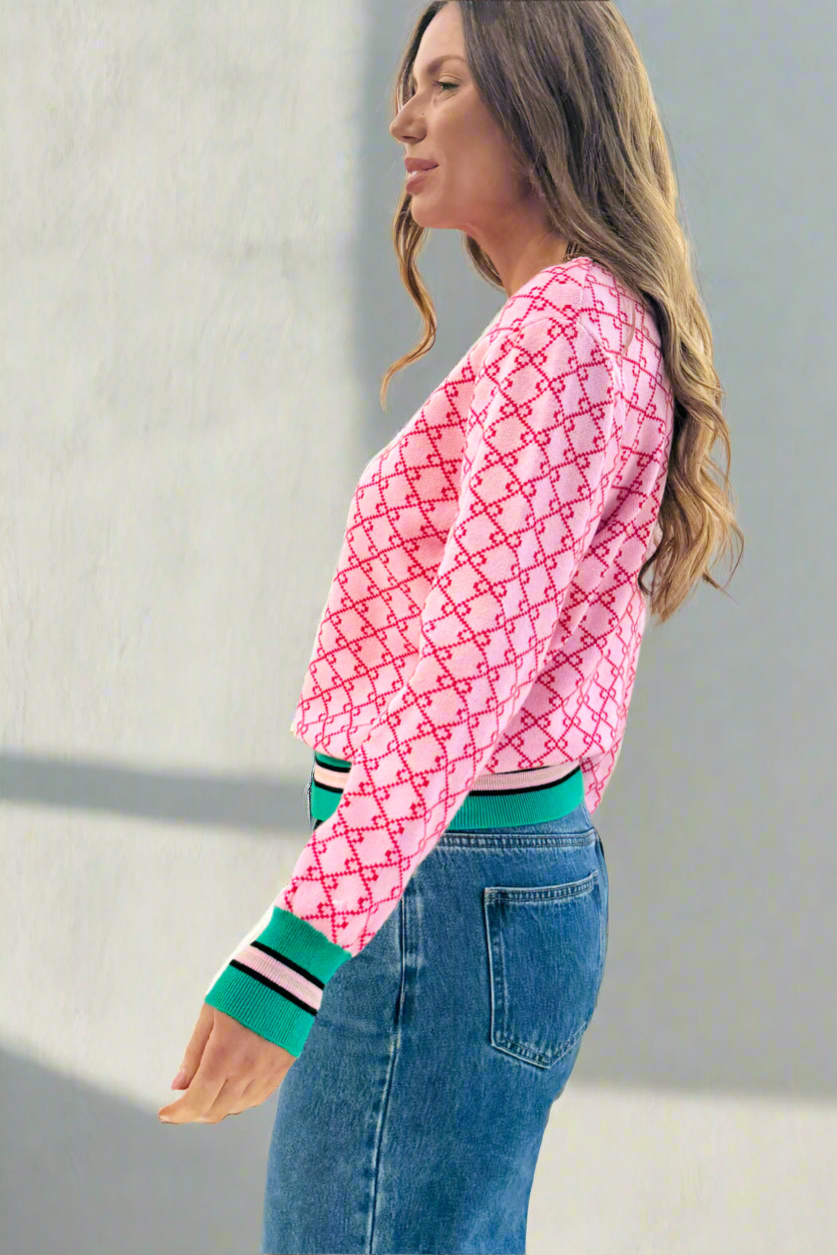 Gina Pink Print Knit Top