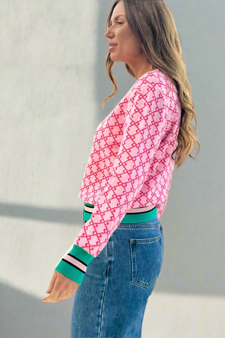 Gina Pink Print Knit Top