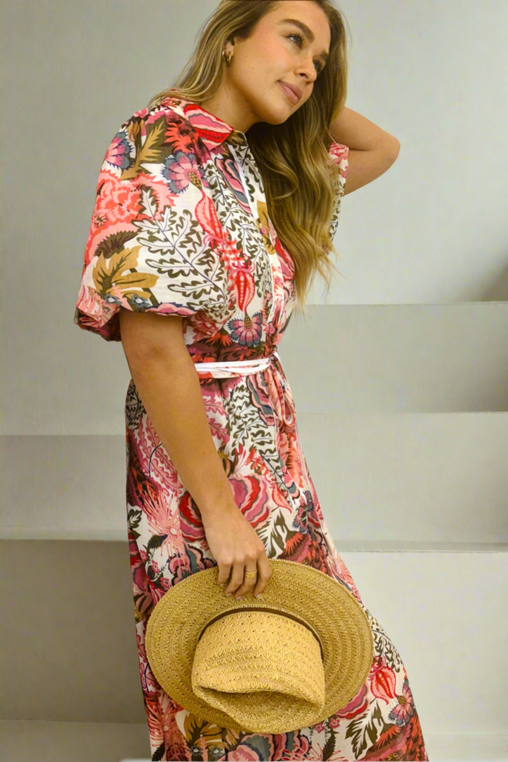 Leah Floral Print Shirt Dress