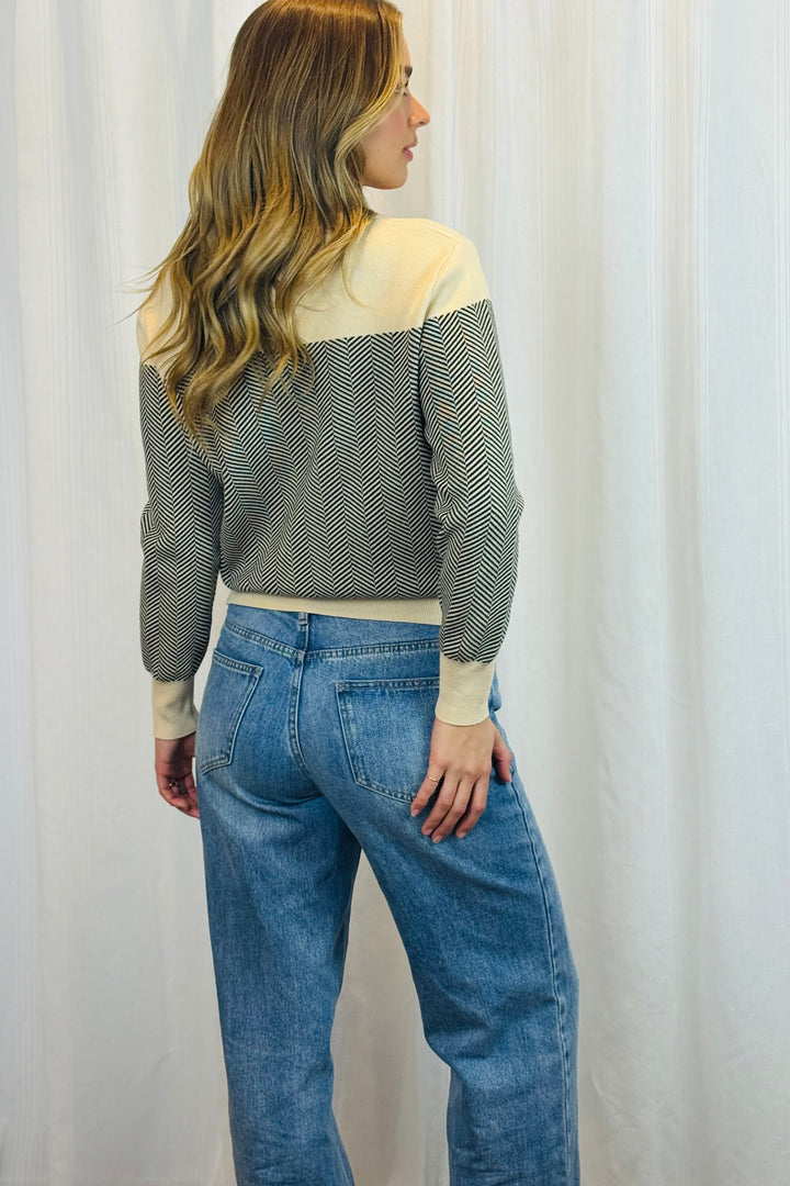 Jessie Knit Top in Cream and Black
