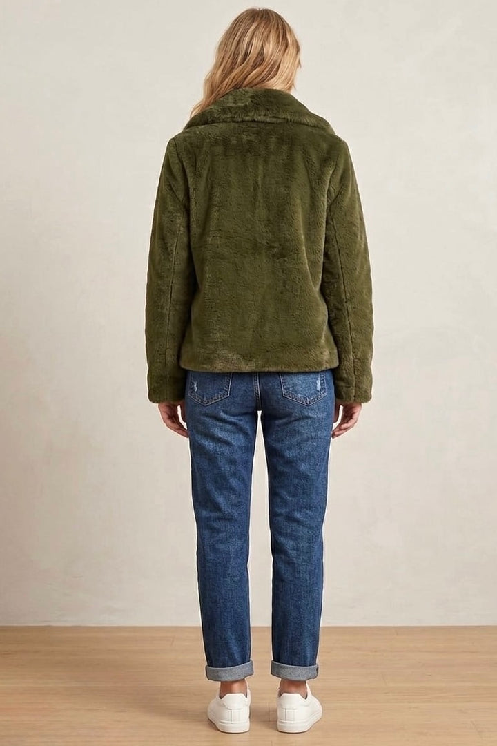 Kayla Faux Fur Jacket in Olive