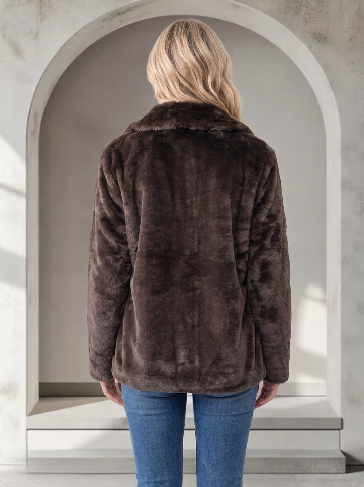 Kayla Faux Fur Jacket in Chocolate