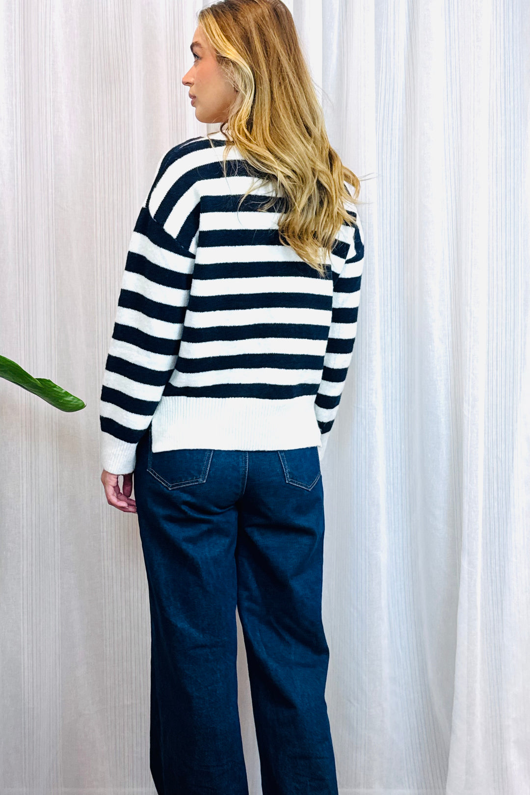 India Navy Stripe Knit With Love Hearts
