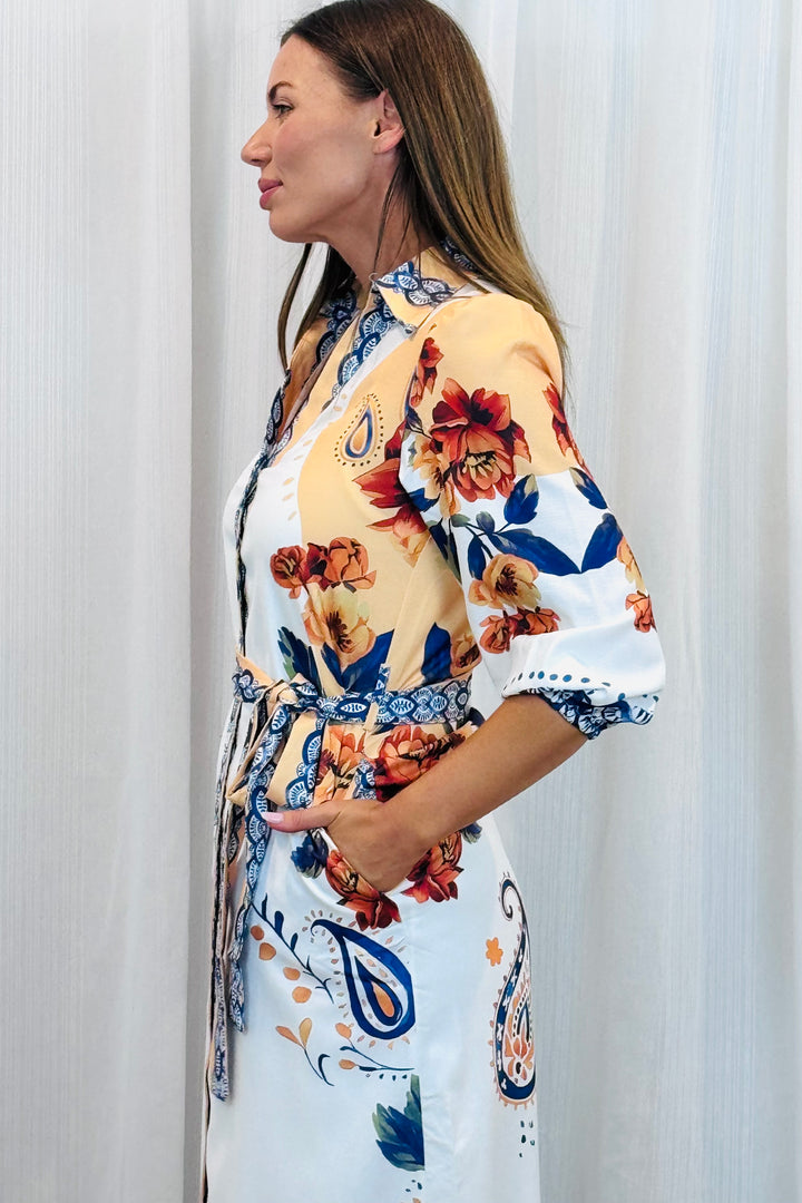 Gia Off White Multi Print Dress