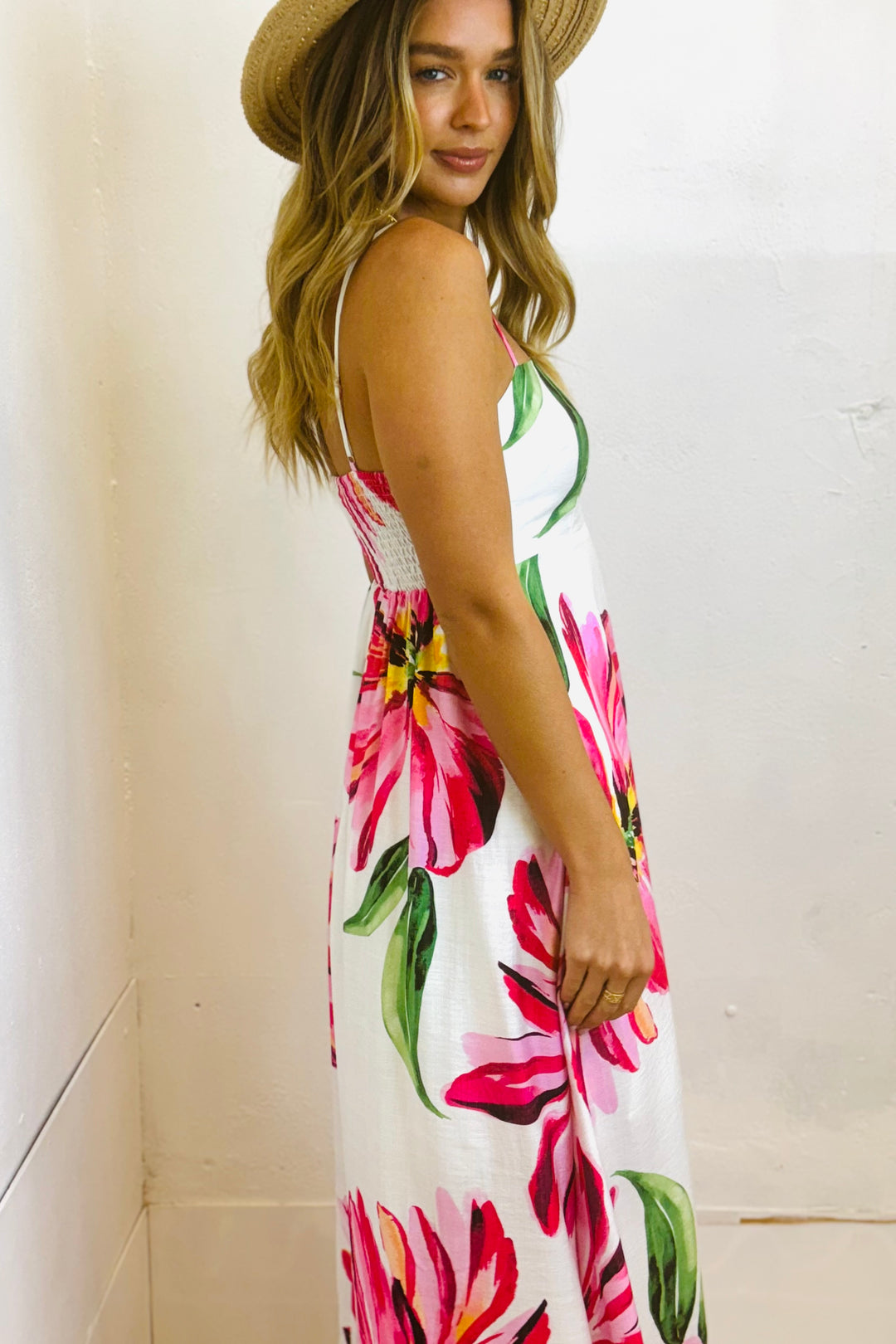 Carly White Floral Maxi