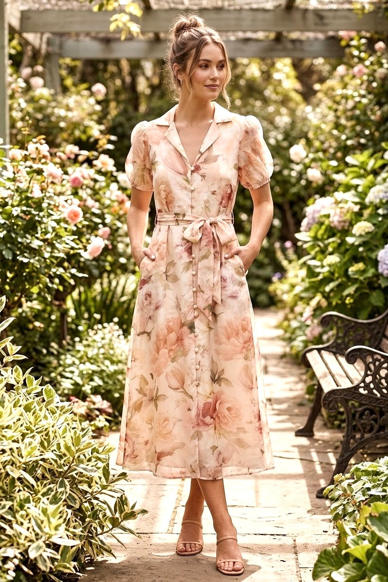 Claudia Floral Midi Shirt Dress