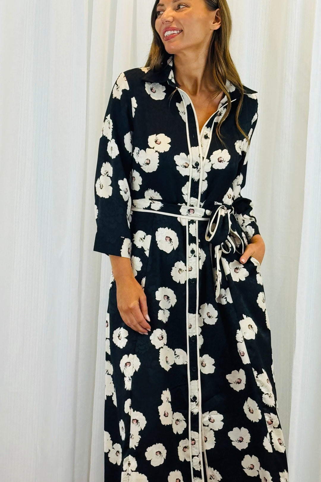 Bekka Black Floral Shirt Dress