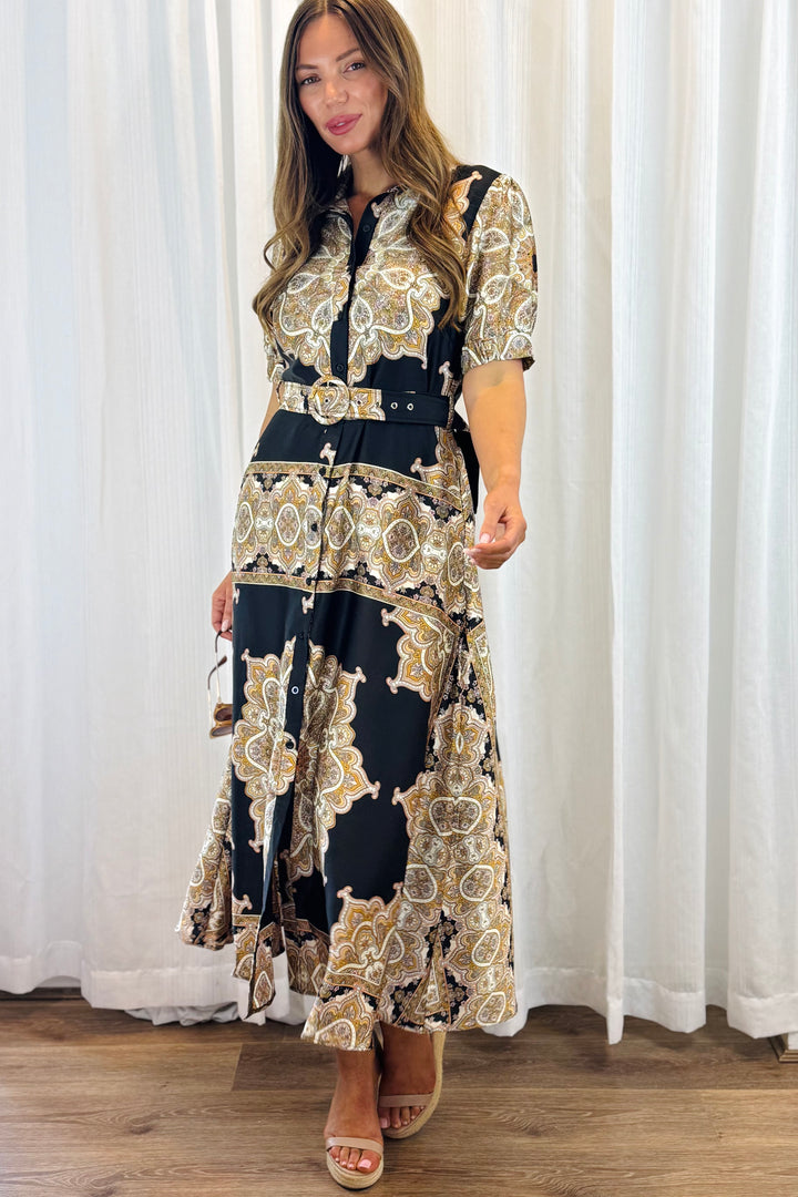 Angelina Midi in Black Multi Print