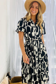 Carolina Black and White Print shirt Dress
