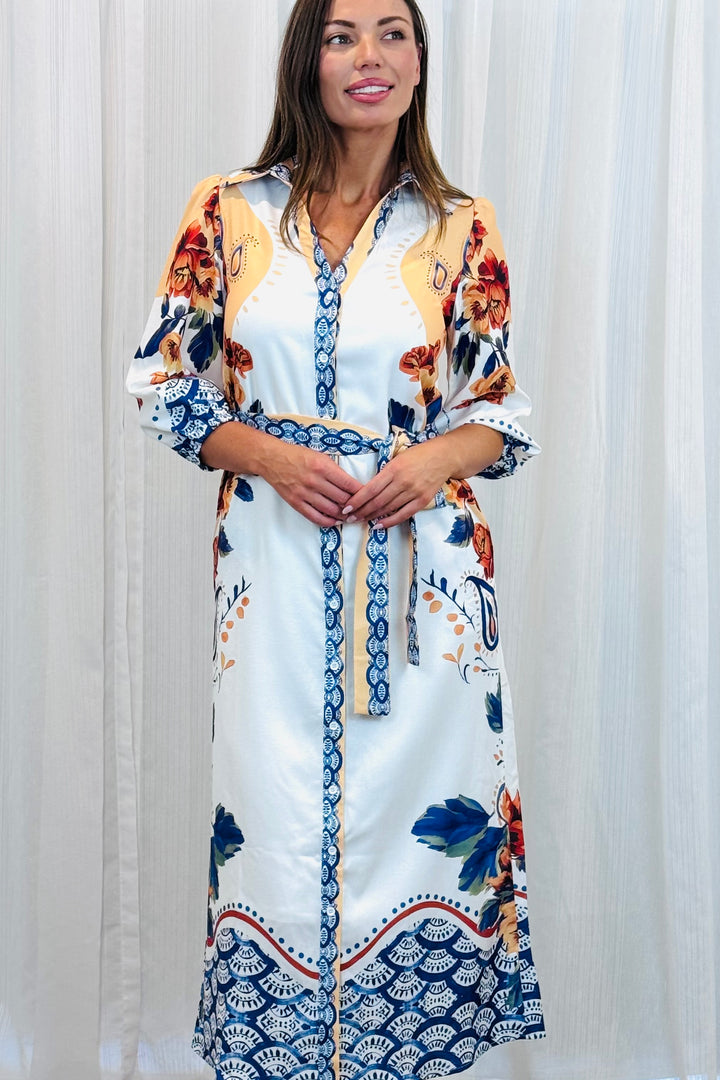 Gia Off White Multi Print Dress