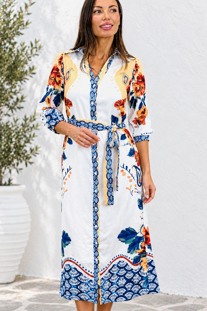 Gia Off White Multi Print Dress