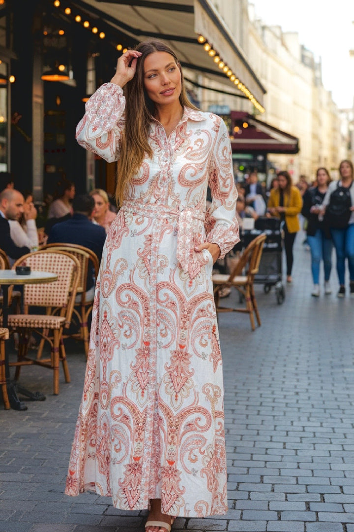 Lennox Paisley Print Dress in Long Sleeve