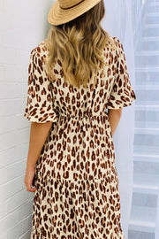 Jeannie Midi Dress in Leopard Print