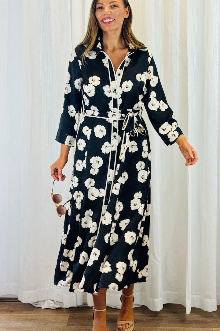 Bekka Black Floral Shirt Dress