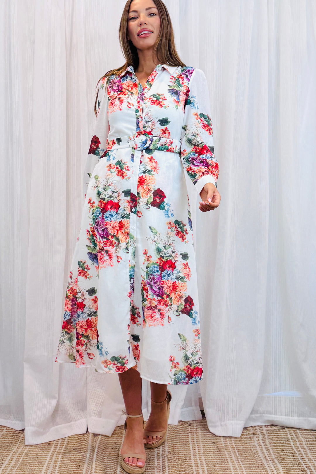 Electra Floral Midi Print Dress