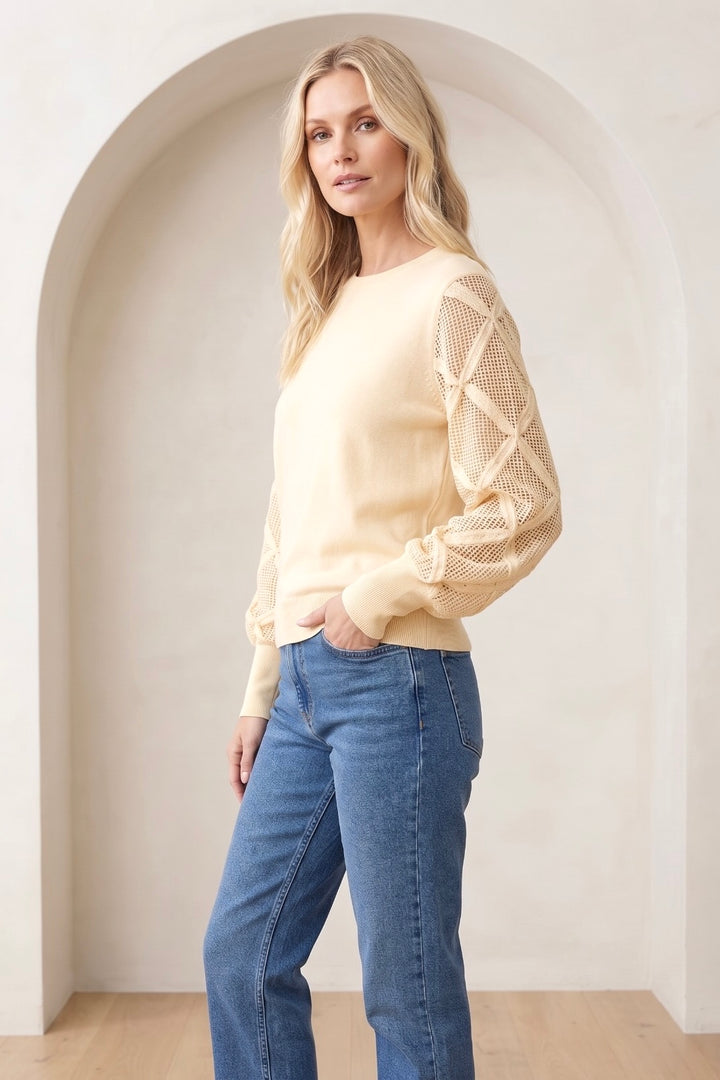Milani Lace Sleeve Top in Cream