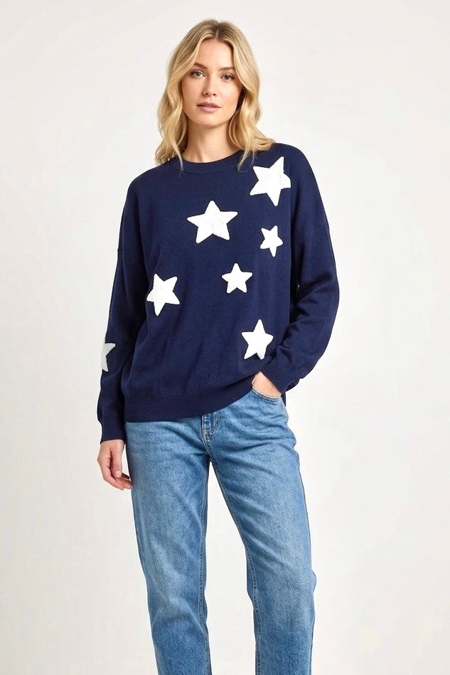 Pia Star Top in Dark Navy