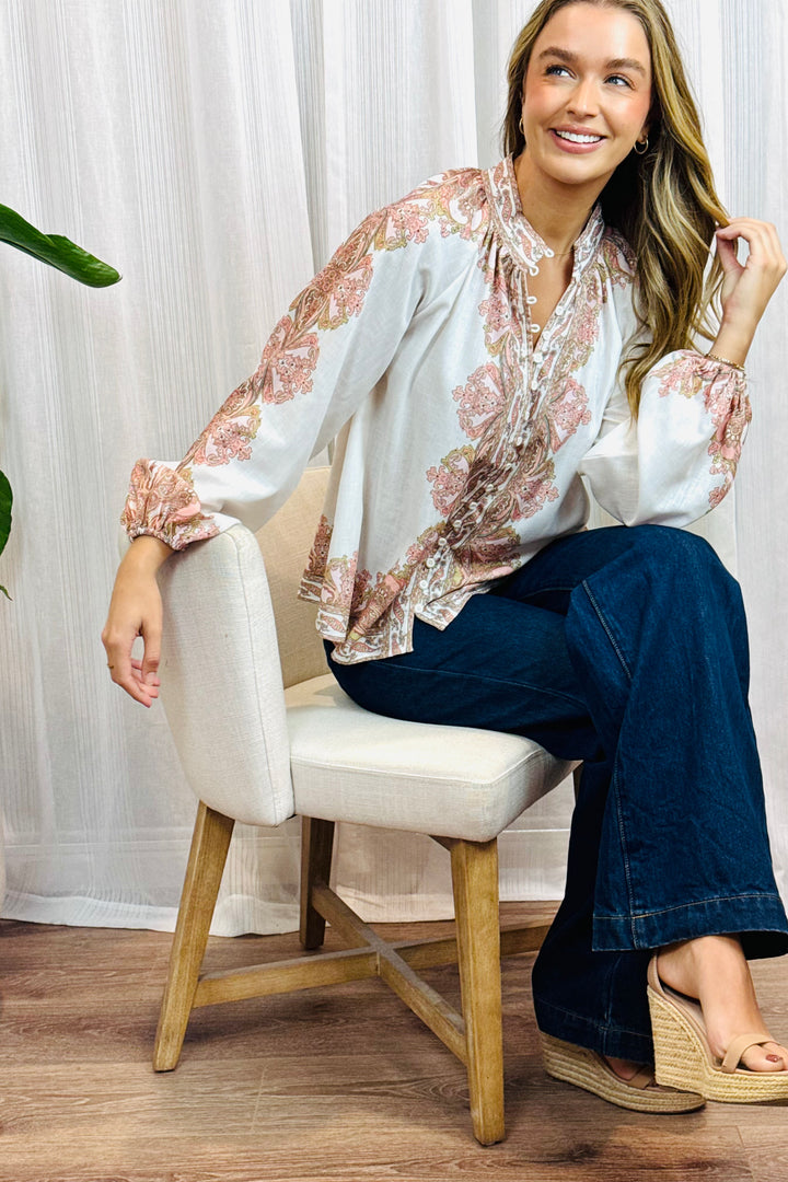 Penelope Embroidered Print Shirt