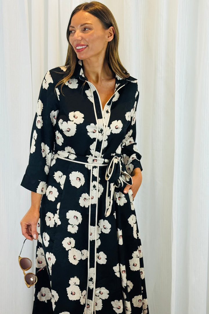 Bekka Black Floral Shirt Dress
