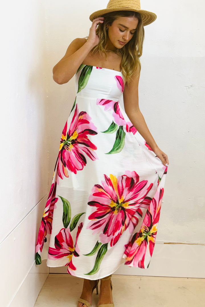 Carly White Floral Maxi