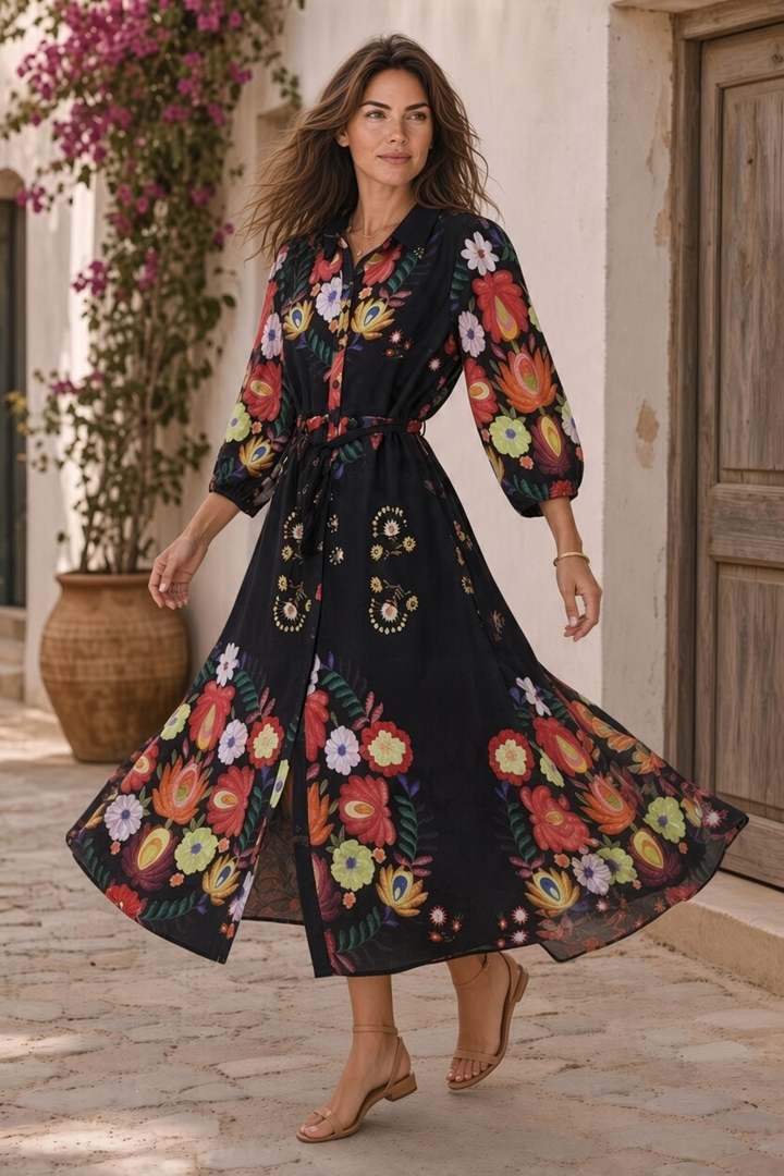 Faith Floral Dress In Black