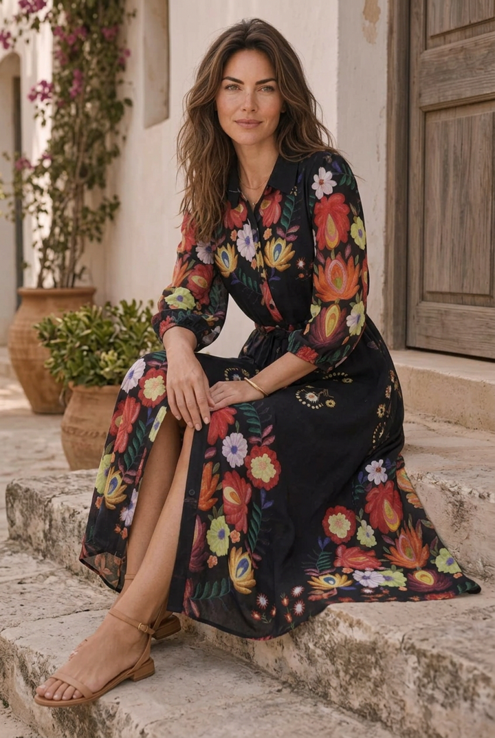 Faith Floral Dress In Black