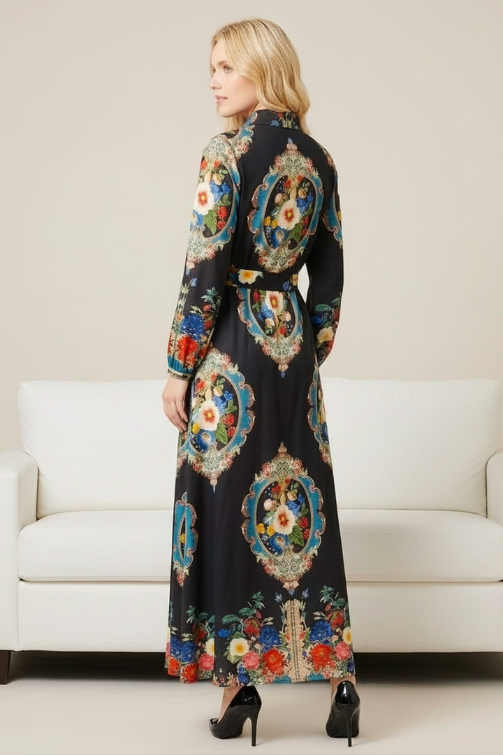 Alila Shirt Maxi Print Dress in Long Sleeve