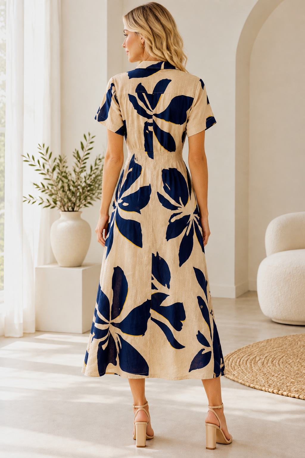 Alani Navy and Dark Tan Multi Print