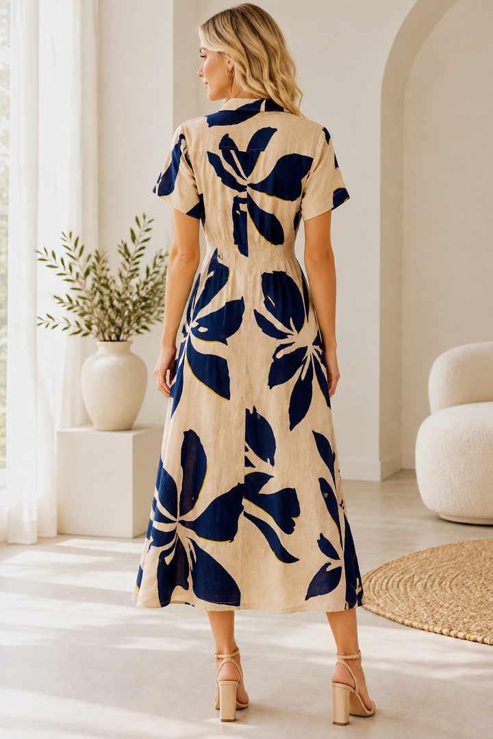 Alani Navy and Dark Tan Multi Print