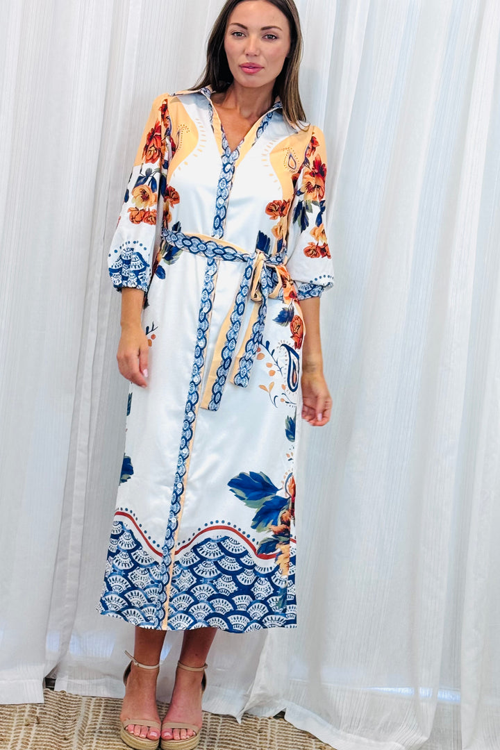 Gia Off White Multi Print Dress