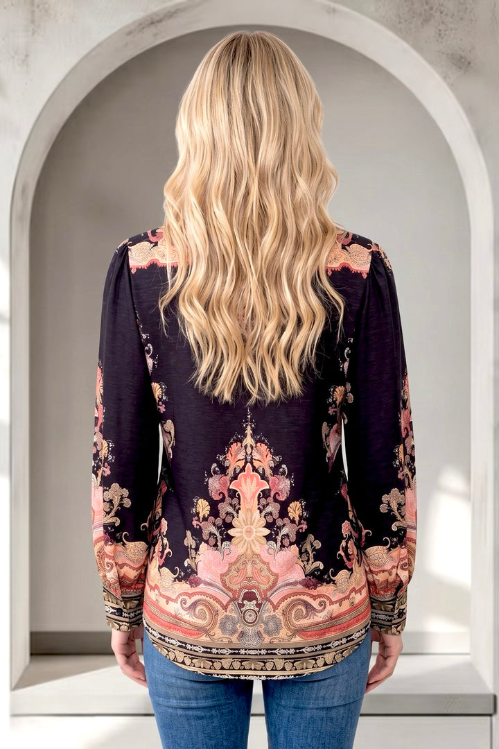 Portia Black Multi Print Shirt