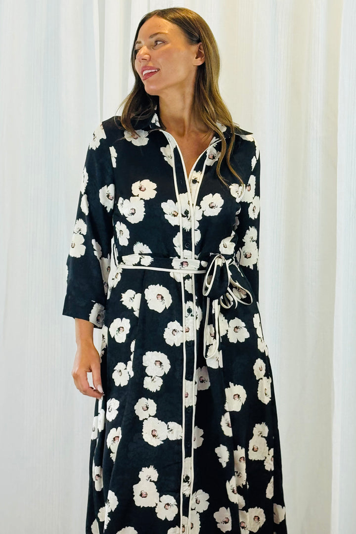 Bekka Black Floral Shirt Dress