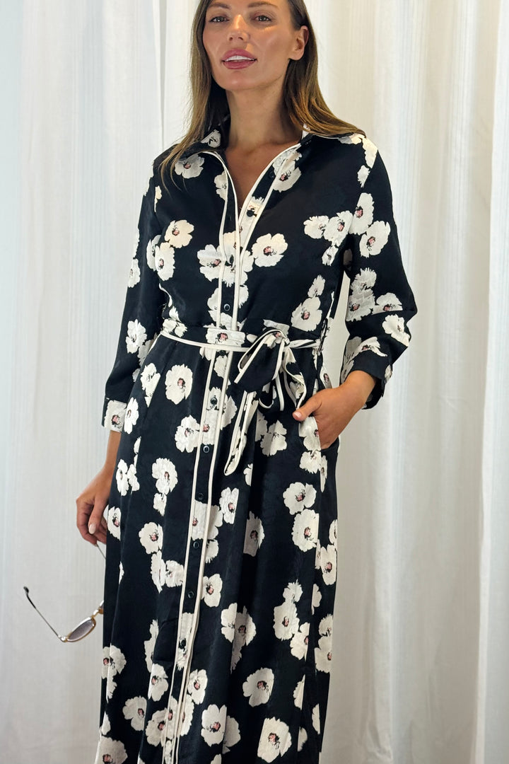 Bekka Black Floral Shirt Dress
