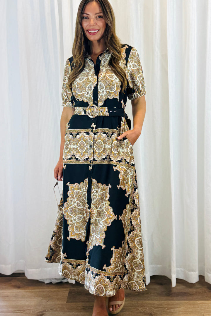 Angelina Midi in Black Multi Print