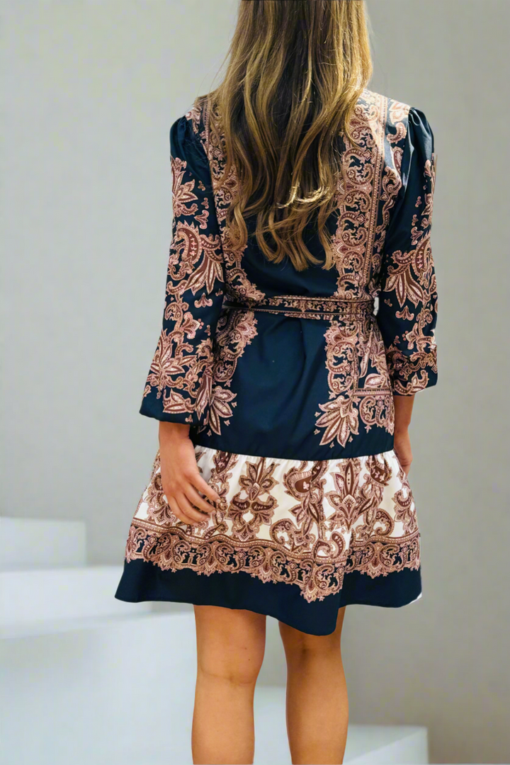 Lucia Embroidered Shirt Dress in Navy