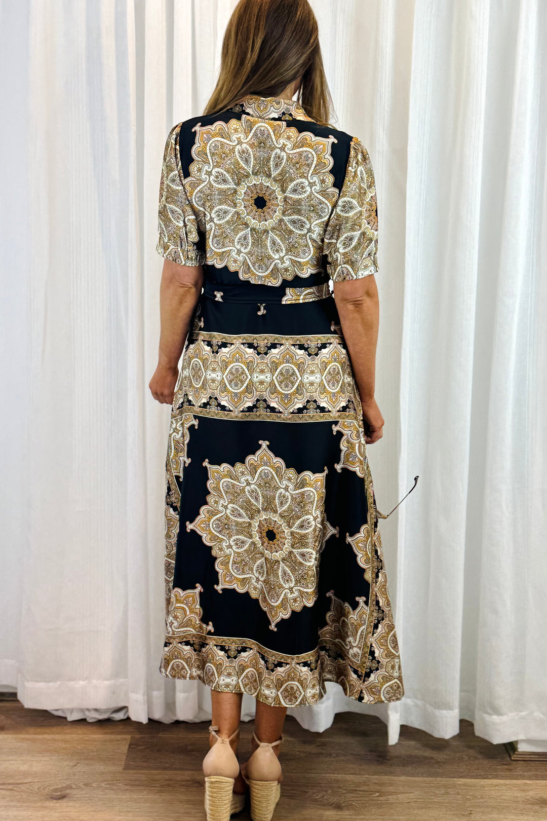 Angelina Midi in Black Multi Print