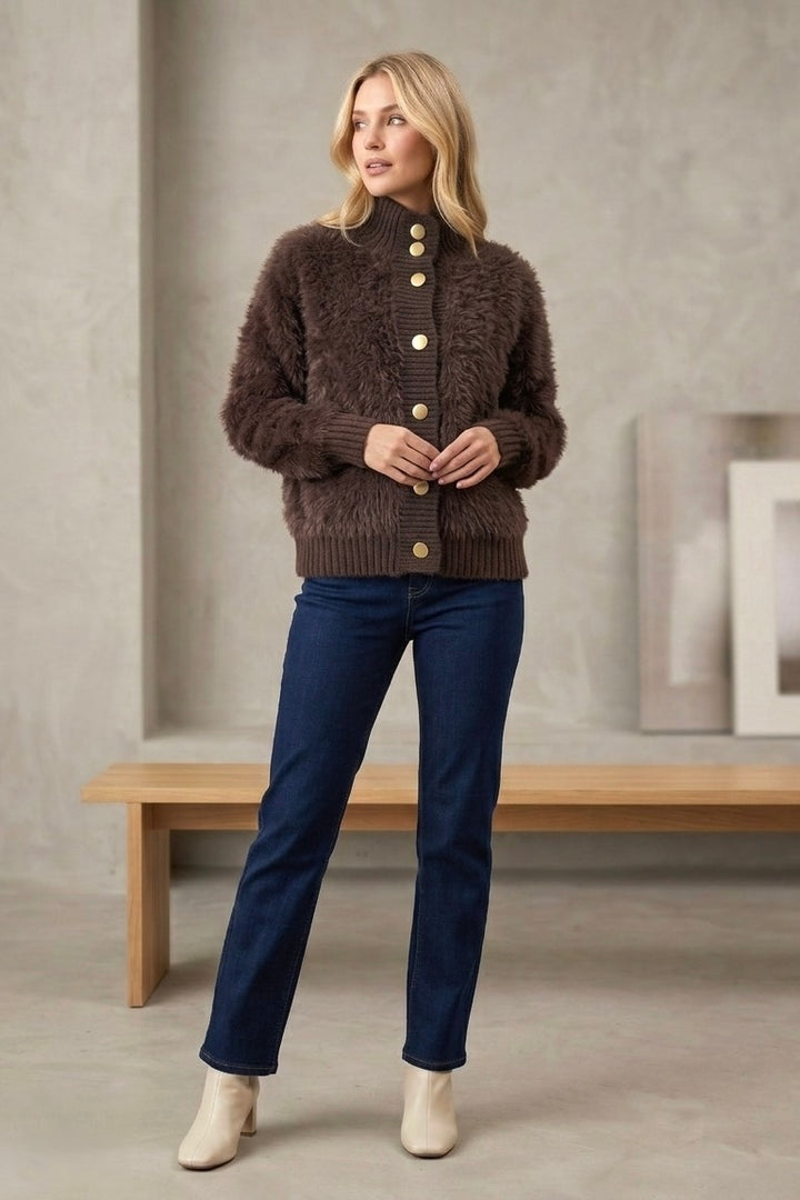 Erica Fluffy Knit in Chocolate