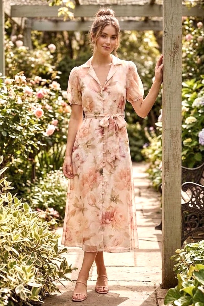 Claudia Floral Midi Shirt Dress