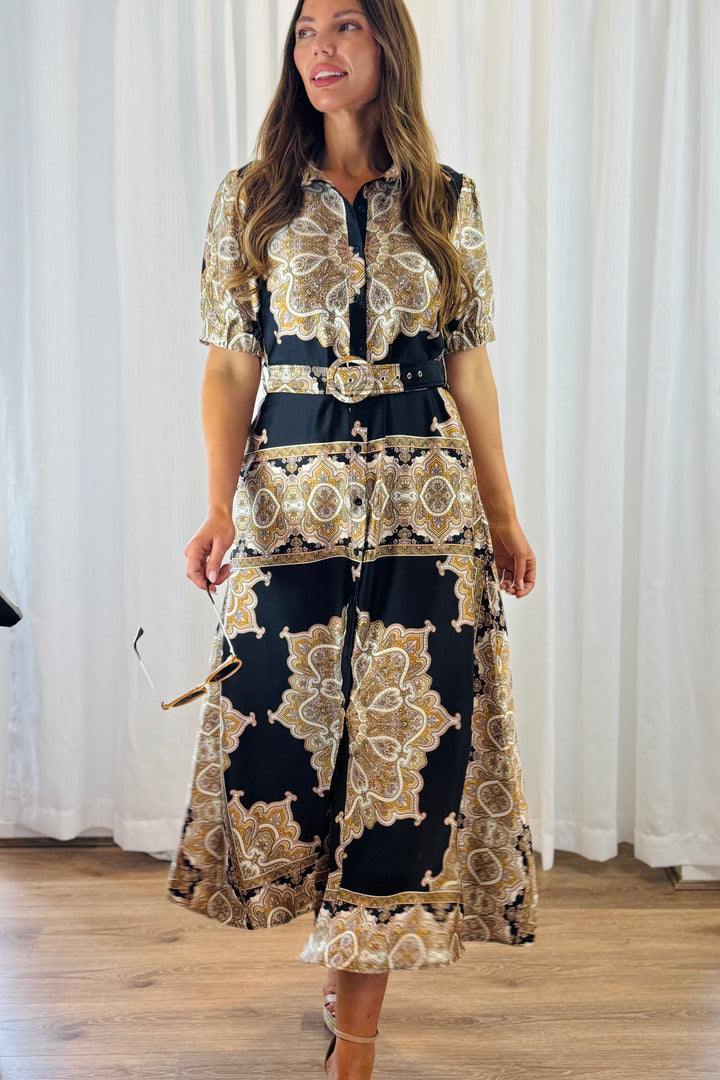 Angelina Midi in Black Multi Print