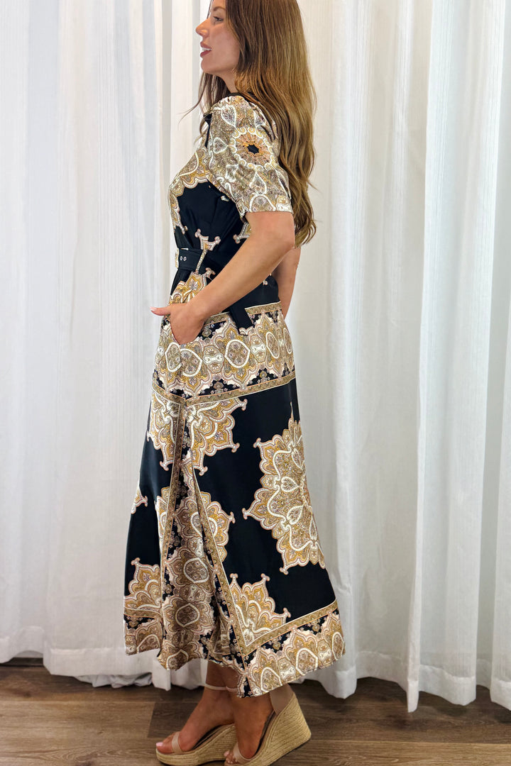 Angelina Midi in Black Multi Print