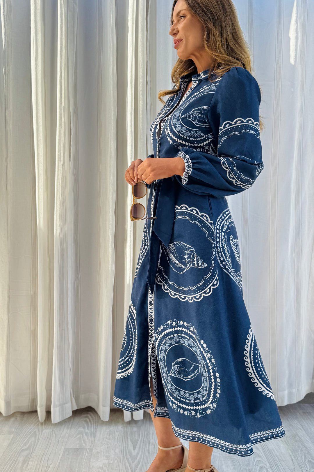 Jada Navy Print Shirt Dress