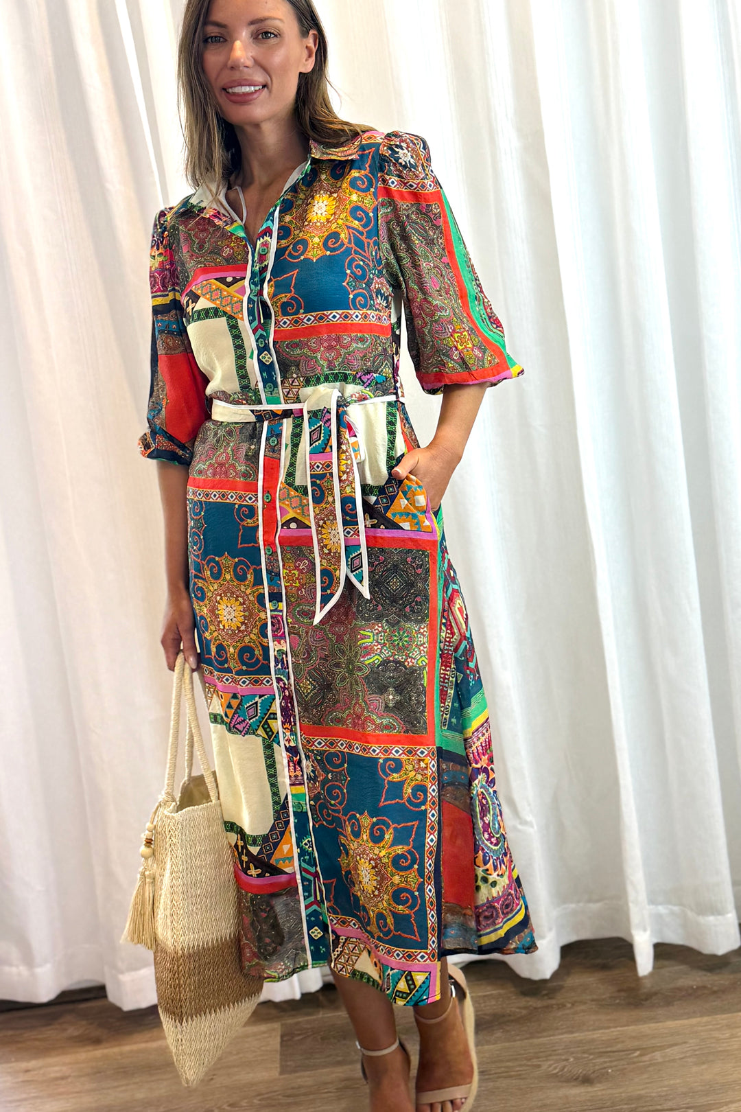 Toscana Multi Print Shirt Dress