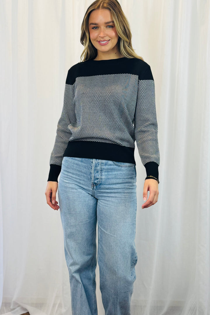 Jessie Knit Top in Black Print