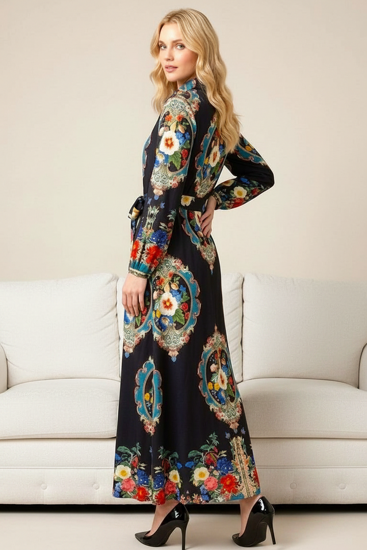 Alila Shirt Maxi Print Dress in Long Sleeve