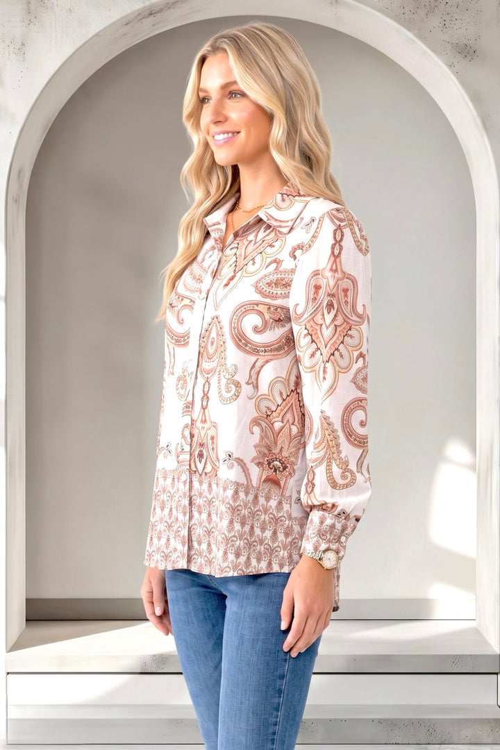 Lennox Shirt In Off White Multi Print