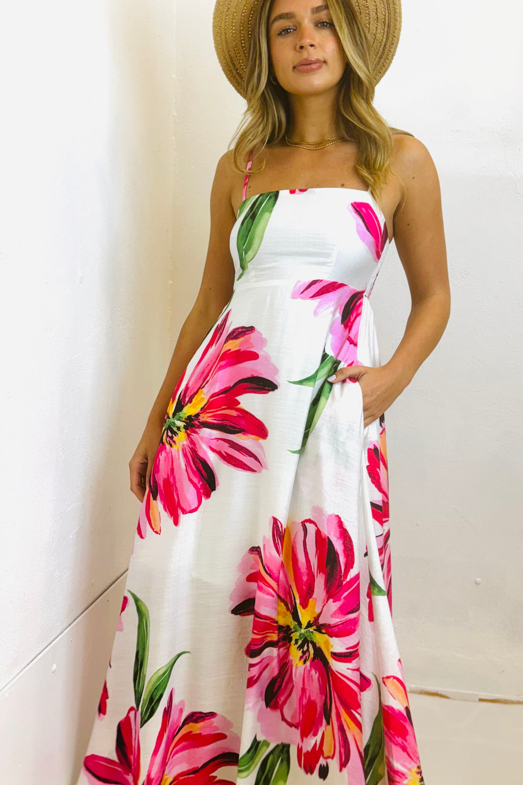 Carly White Floral Maxi