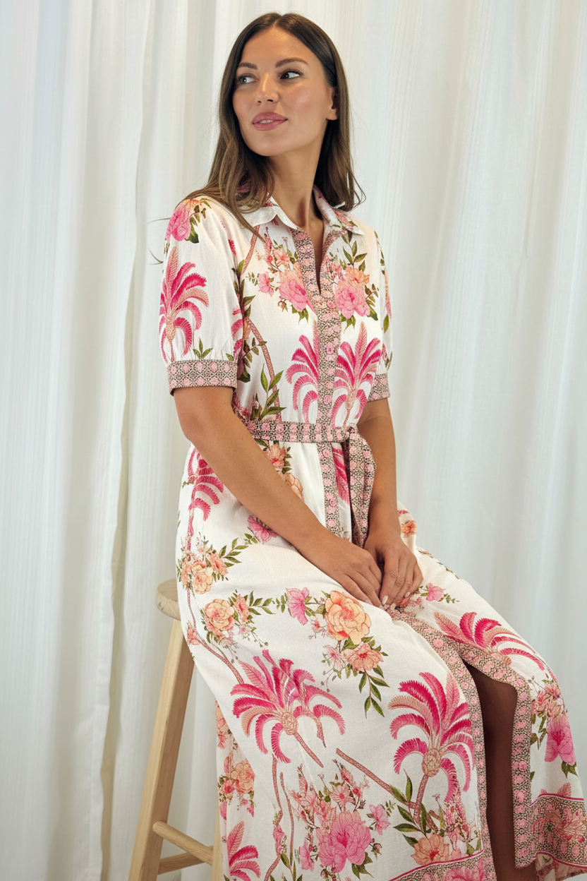 Maddison Multi Floral Print in Off White